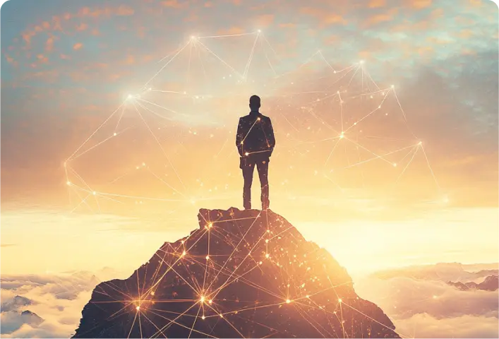 Being standing on a mountain meditating into the universe - Paul Wagner