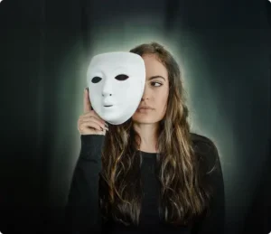 Woman holding a drama mask - Paul Wagner