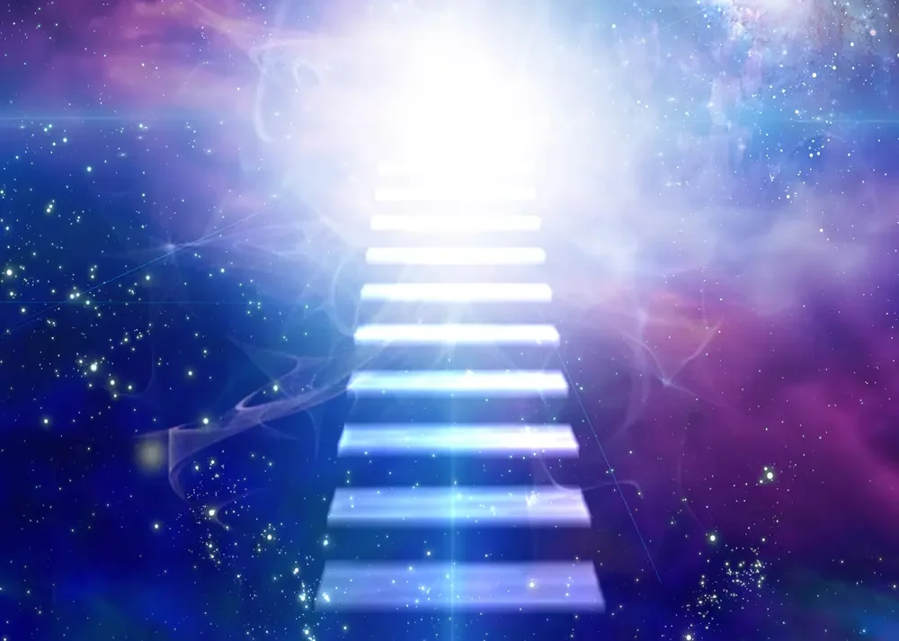 Illustration of healing journey from trauma to spiritual sovereignty using skyscraper metaphor