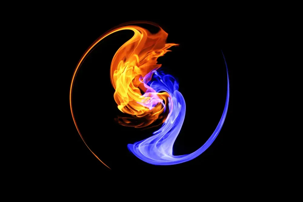 Image representing the burning of karma and emergence into stillness