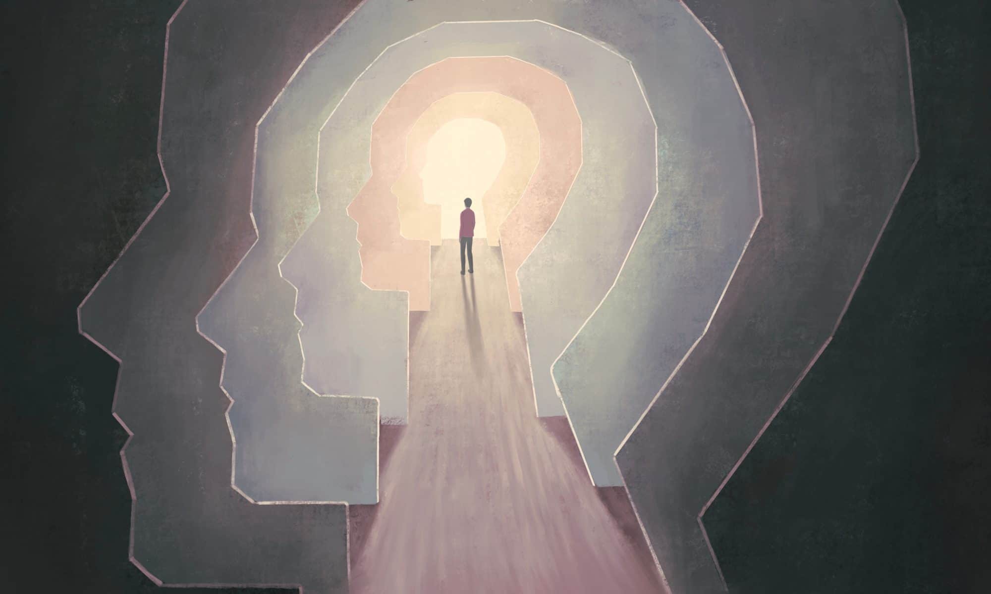 Image of being walking into silhouette of a head - Paul Wagner